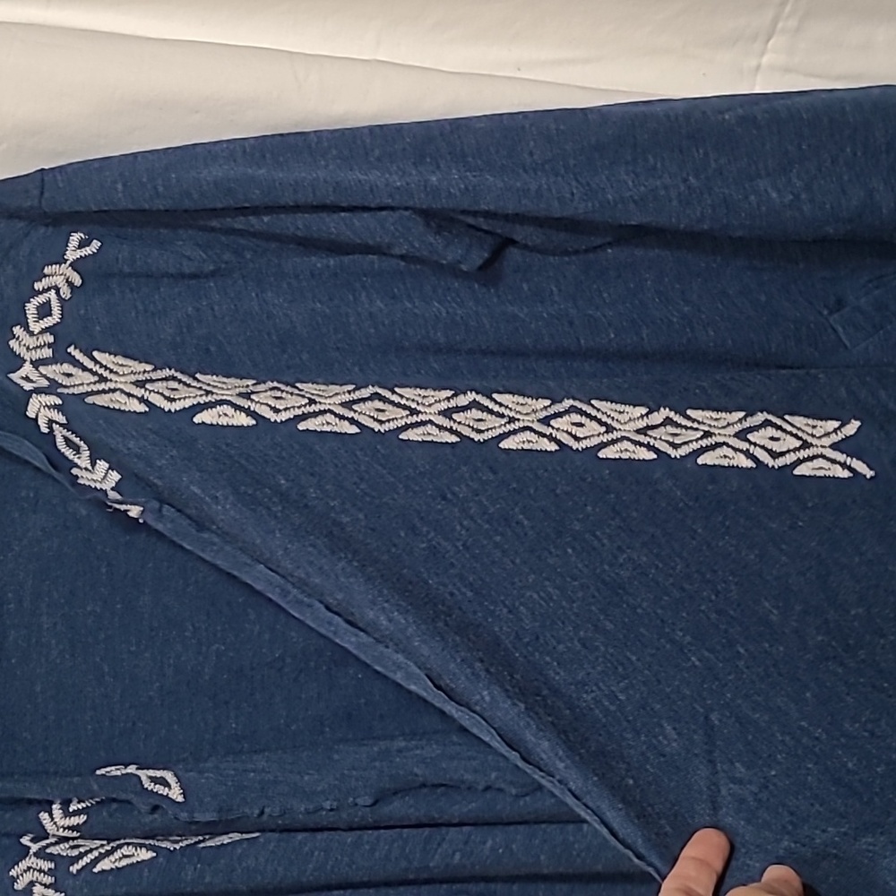 Young threads NYC asymmetrical embroidered longsleeve cardigan 2X blue - Picture 4 of 5